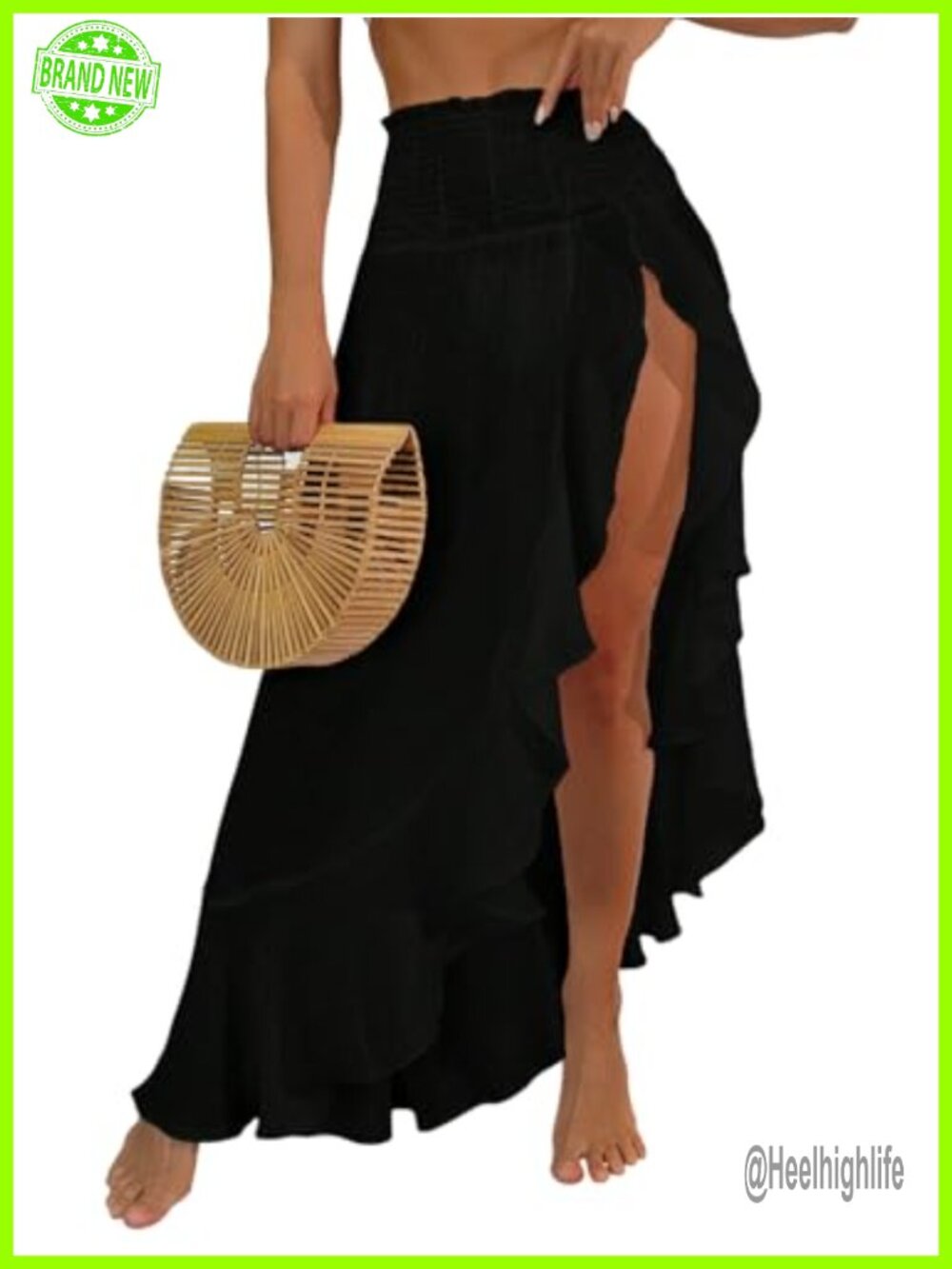 ZAFUL Semi-Sheer Maxi Swim Coverup High Slit Beach Skirt